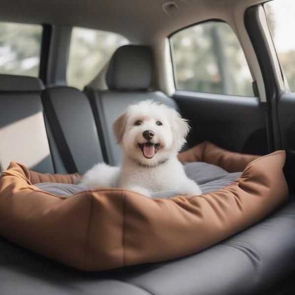 Dog in Backseat Dog Bed