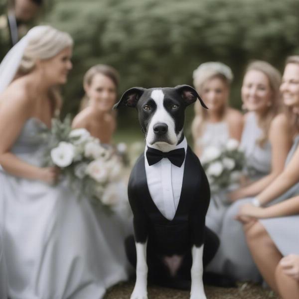 Dog in a Bow Tie at a Wedding