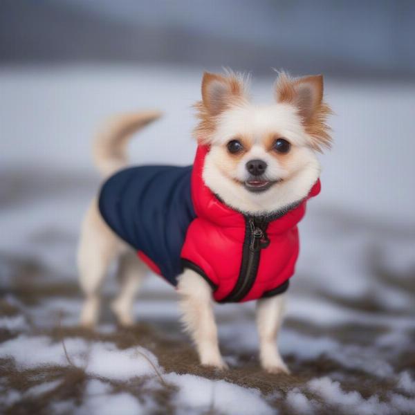 Dog in a winter jacket