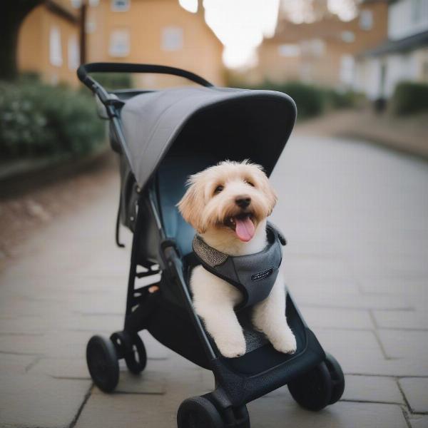 Dog Enjoying a Pushchair Ride