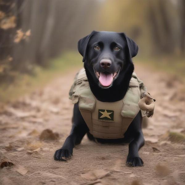 Dog in Safe Army Costume