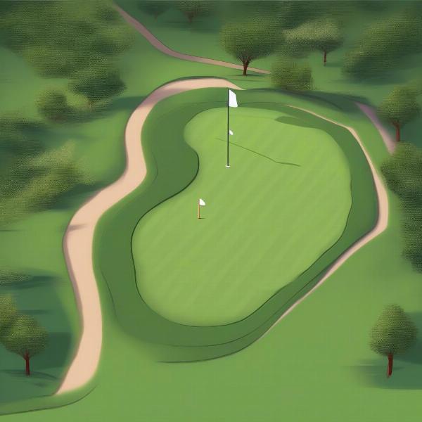 Dog leg golf course illustration