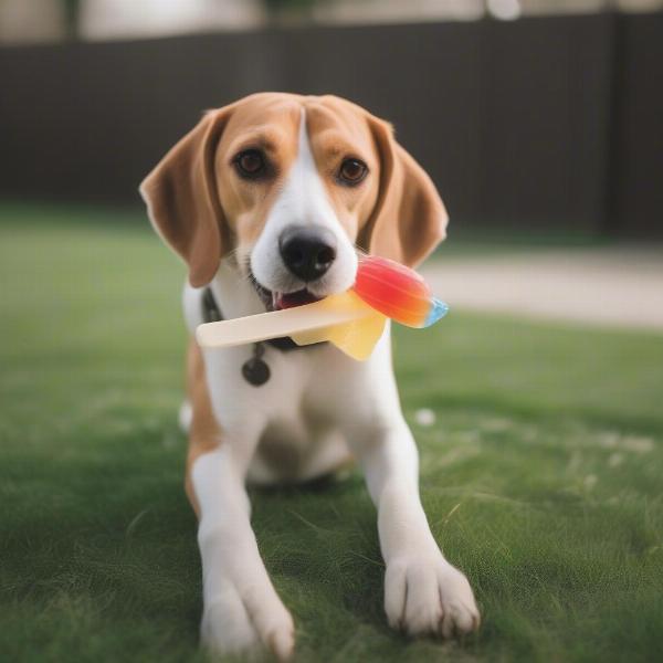 Dog Licking Ice Lolly Safely