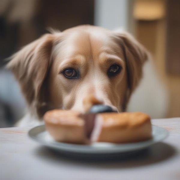 Dog Looking Longingly at a Pork Pie