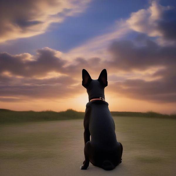 Dog Looking Up at a Heavenly Sky