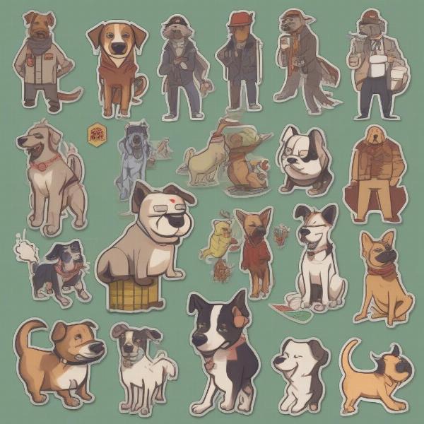 Various Dog Man Stickers