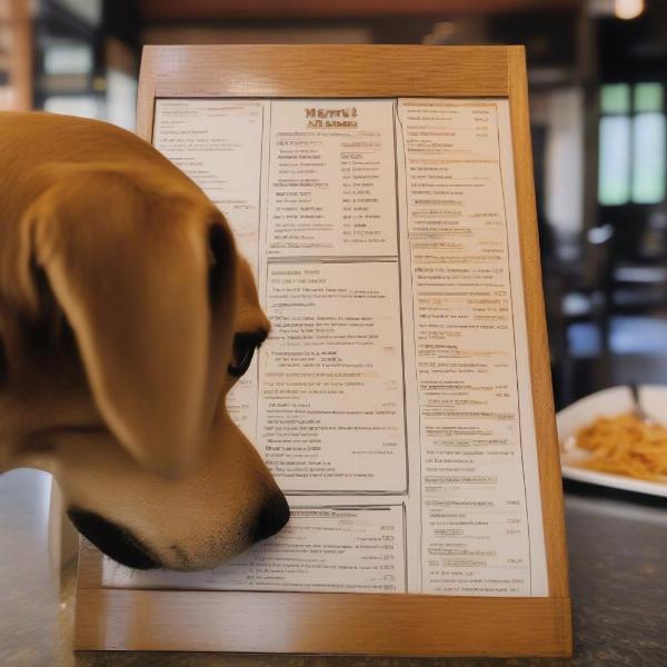 Dog menu at a Tulsa restaurant