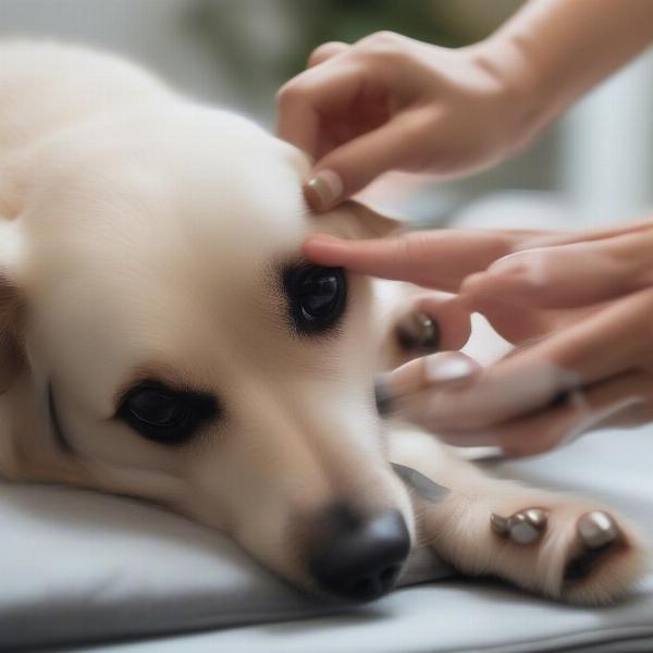 Applying Dog Nail Varnish