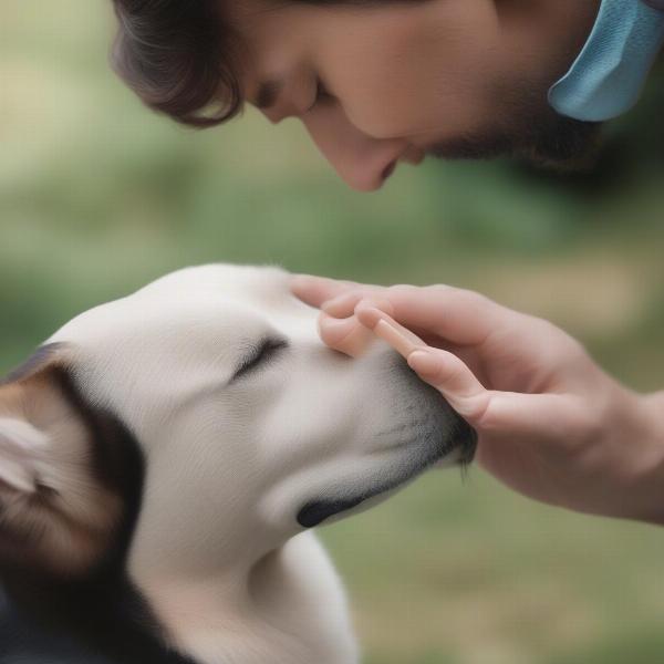 Applying balm to a dog's nose