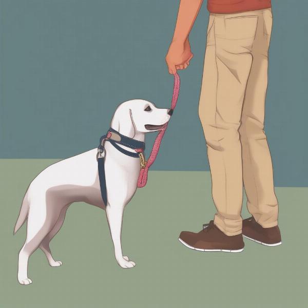 Dog owner demonstrating proper leash holding technique