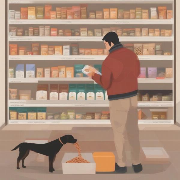 Dog Owner Reading Dog Food Label