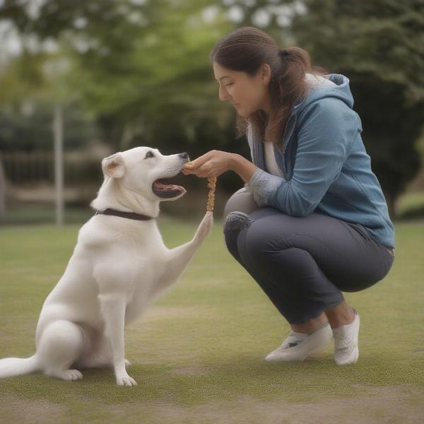 Dog Owner Training Dog with Treats