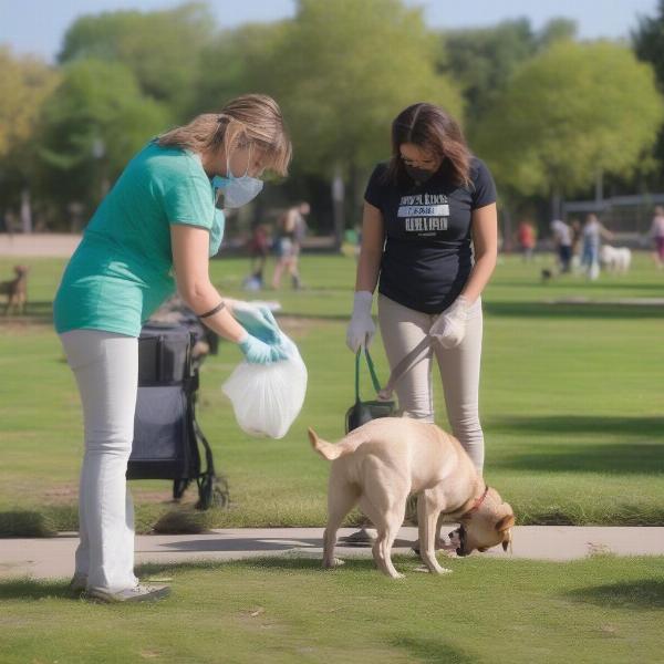 Dog Owners Cleaning Up After Their Dogs