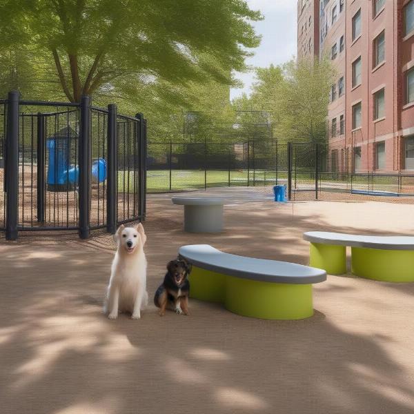 Various dog park amenities at a DC apartment