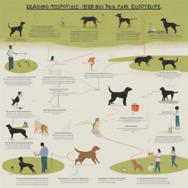 Illustration demonstrating responsible dog park etiquette