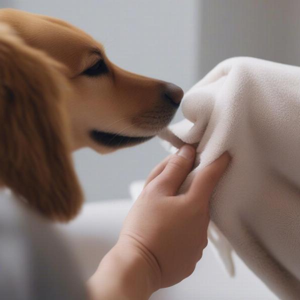 Applying a Cold Compress to a Dog's Paw