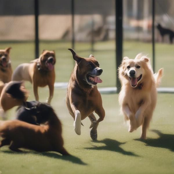 Dog Playing at a Resort