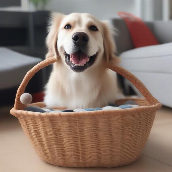 Dog Playing with Basket Toy