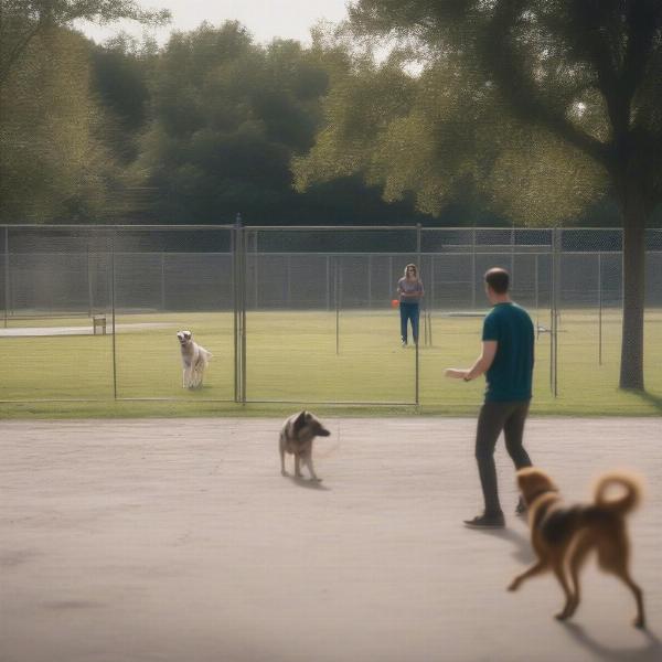 Dog Playing in a Designated Dog Park