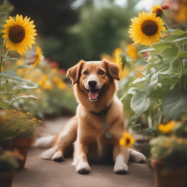 Dog Playing in a Safe Garden