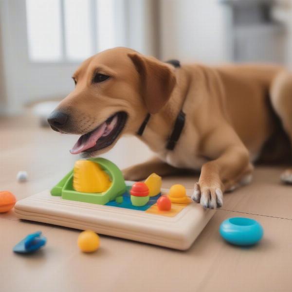 Dog Playing with Interactive Toys