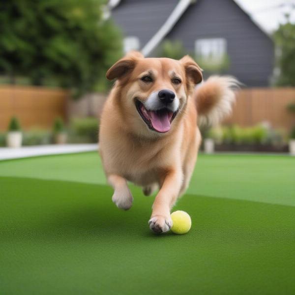 Dog Playing on Clean Artificial Grass