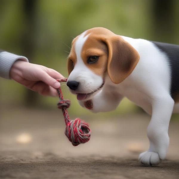 Dog Playing Tug-of-War