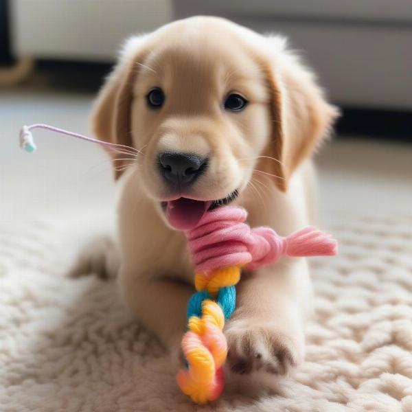 Dog Playing With a Bunny Toy