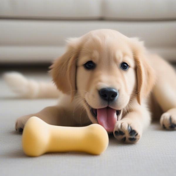 Dog Playing with Huge Plush Toy