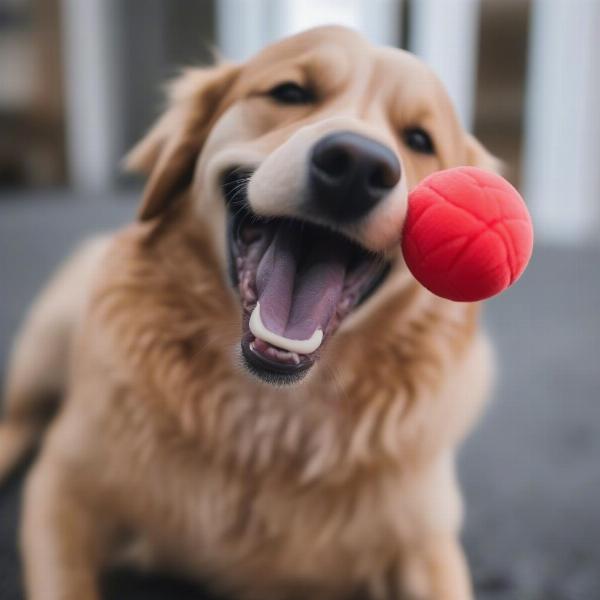 Dog Enjoying a Kong Plush Toy