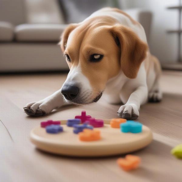 Dog Playing with Puzzle Toy