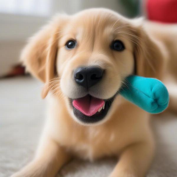 Dog Playing with Taco Toy