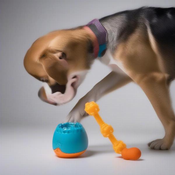 Dog Interacting with Tumbler Toy