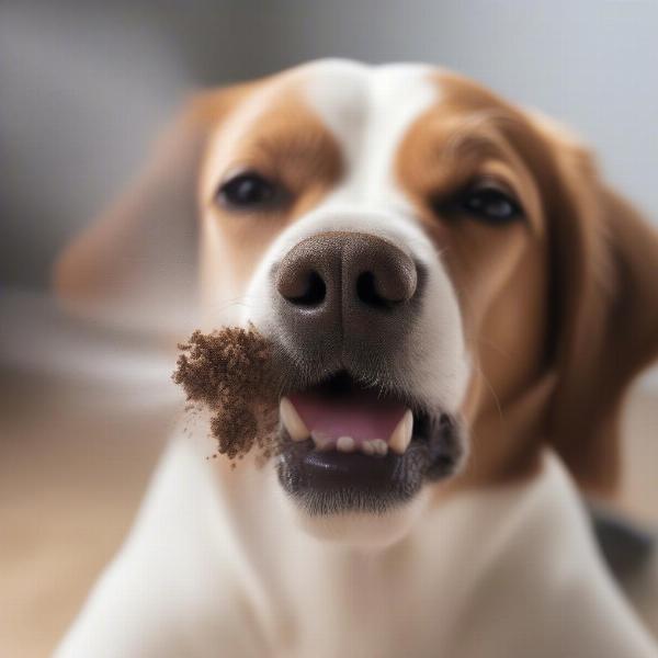 Dog reacting to ant spray