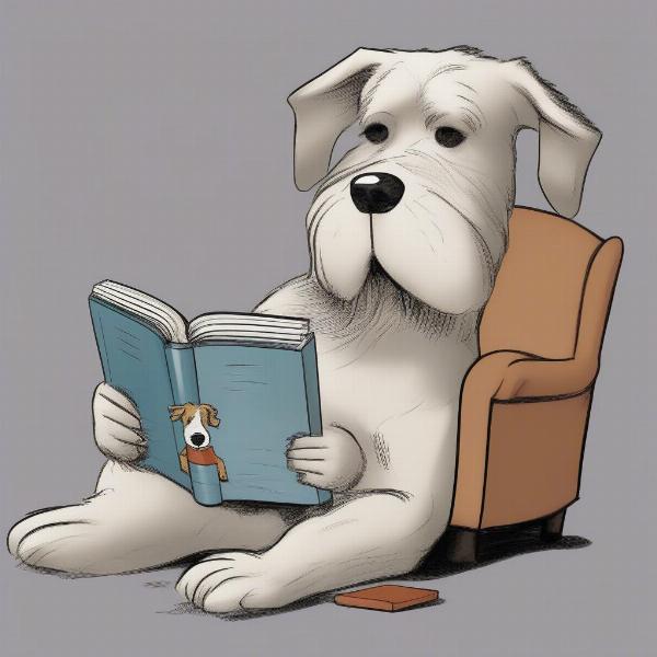 Dog Reading a Dog Psychology Book (Humorous)