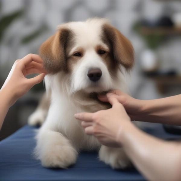 Dog Receiving Asian Fusion Grooming