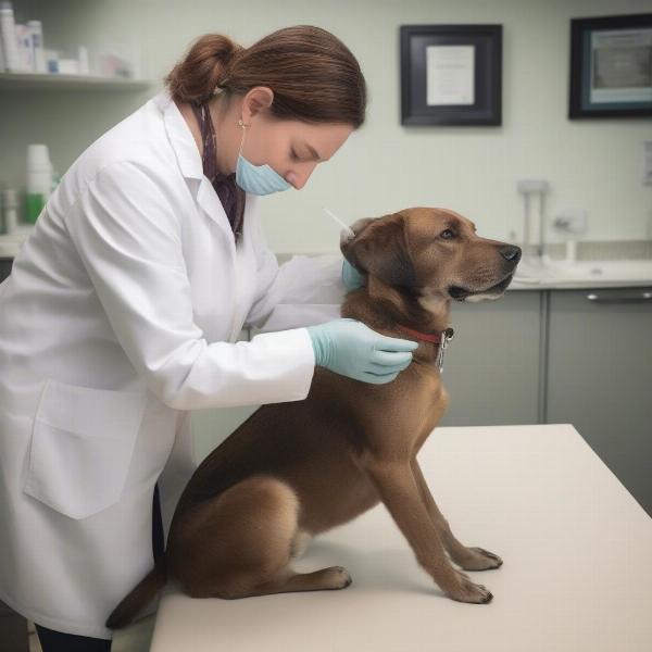 Dog Receiving Injection at the Vet