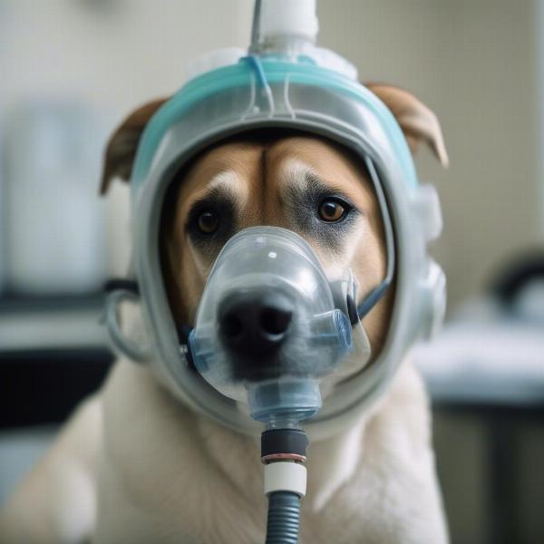 Dog Receiving Oxygen Therapy