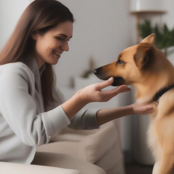 Dog being given silymarin supplement