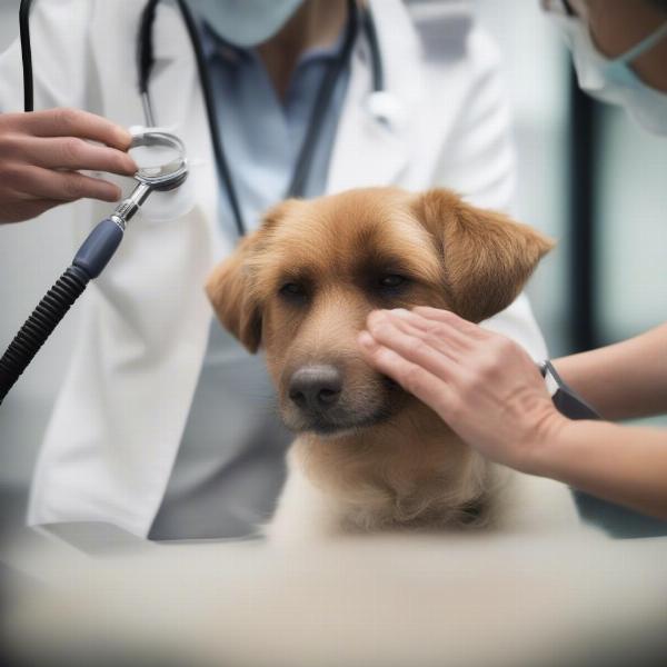 Dog Receiving Skin Checkup at the Vet