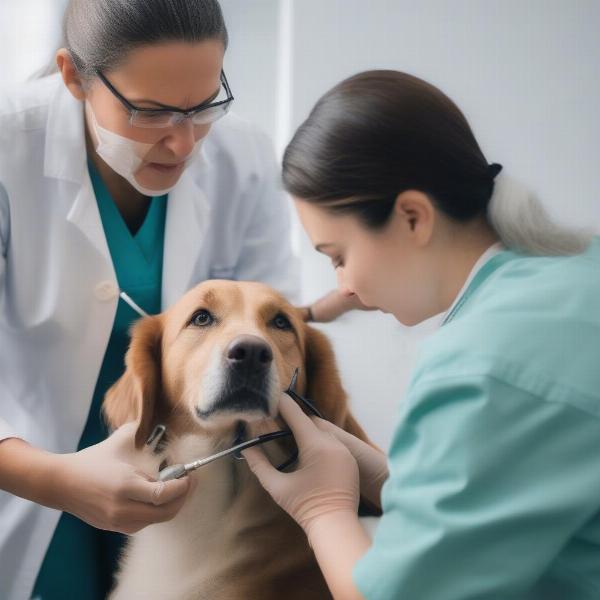 Dog Receiving Veterinary Care for Facial Paralysis