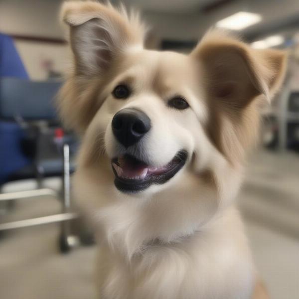 A relaxed dog after a grooming session in Fuquay Varina