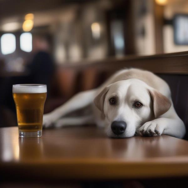 Dog relaxing at a Filey pub