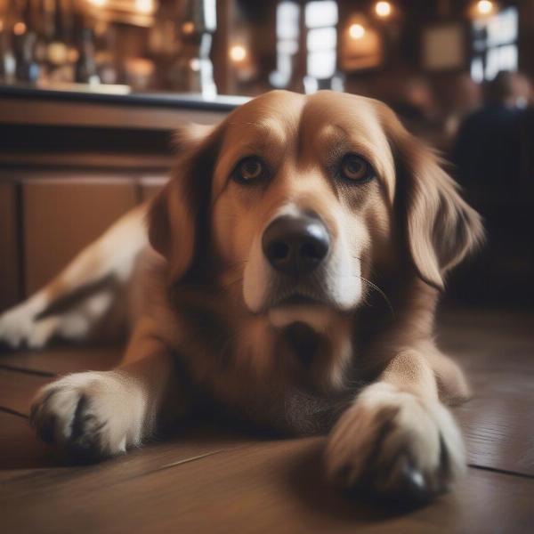 Dog relaxing in a Hawkshead pub