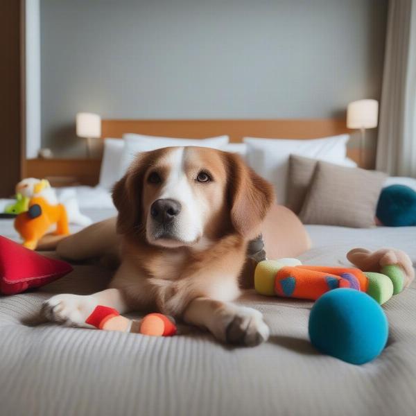 Dog Relaxing in a Hotel Room in Matlock