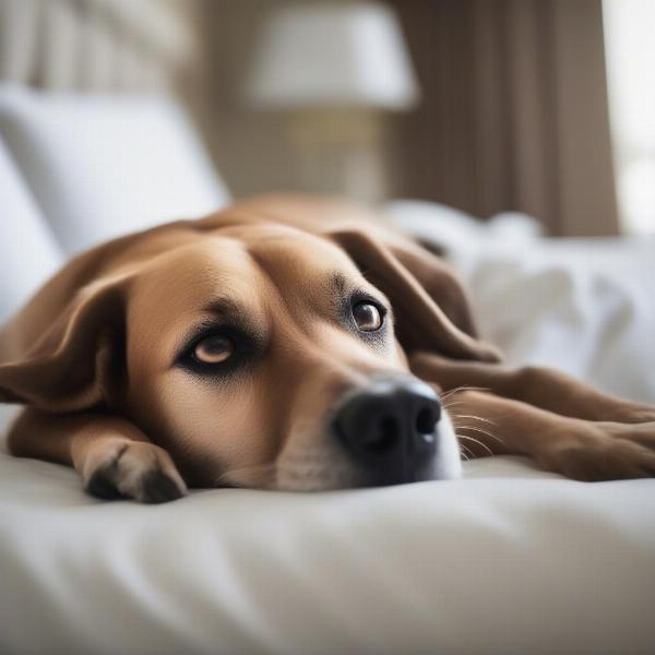 A dog relaxing in a dog-friendly hotel room in Bright.