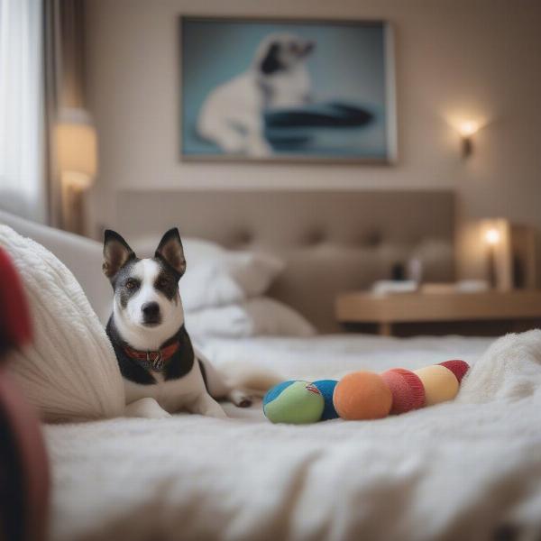 A dog relaxing in a dog-friendly hotel room in Margate.