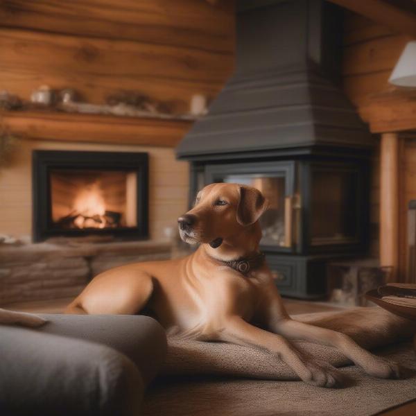 Dog Relaxing in a Northumberland Lodge