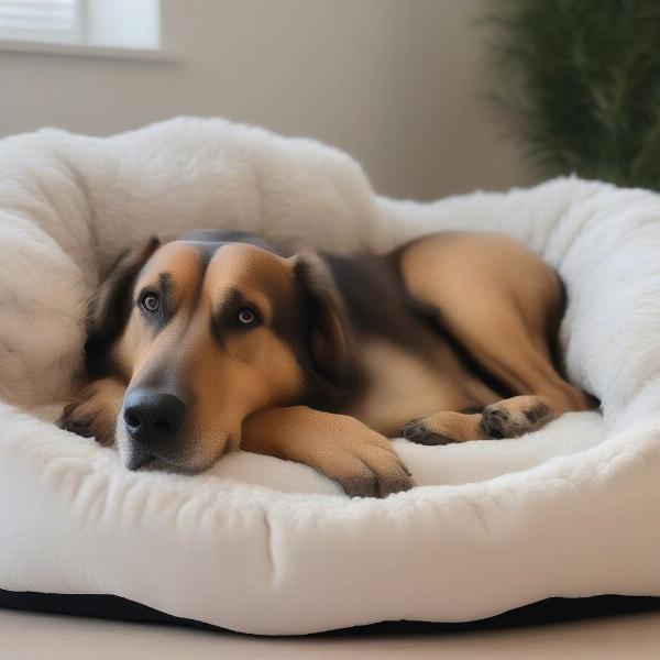 Dog relaxing in x-large dog bed