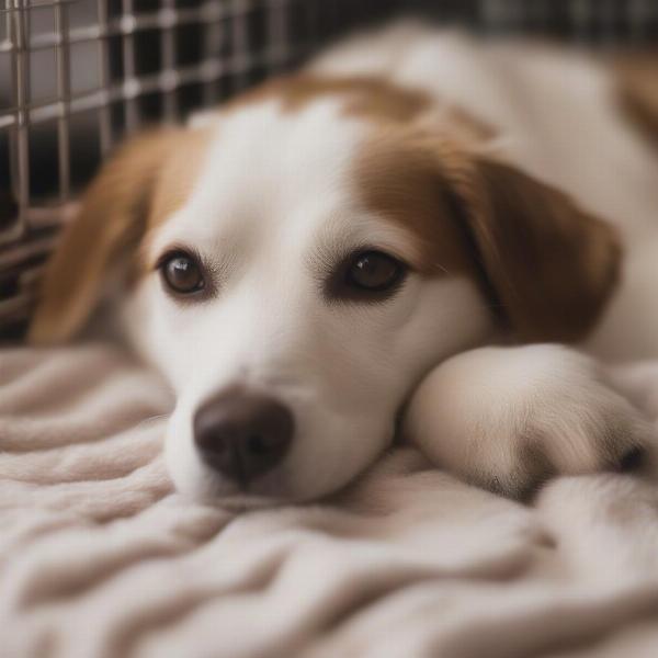 Dog Relaxing on Crate Mat